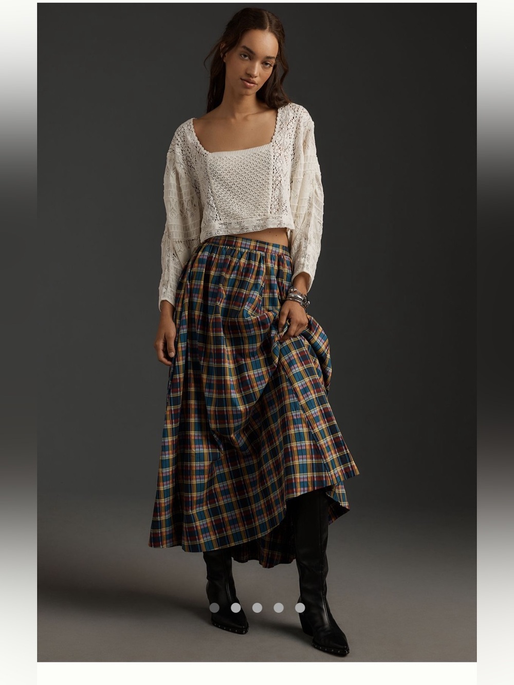 Anthropologie Maeve Jacie Poplin Plaid Maxi Skirt